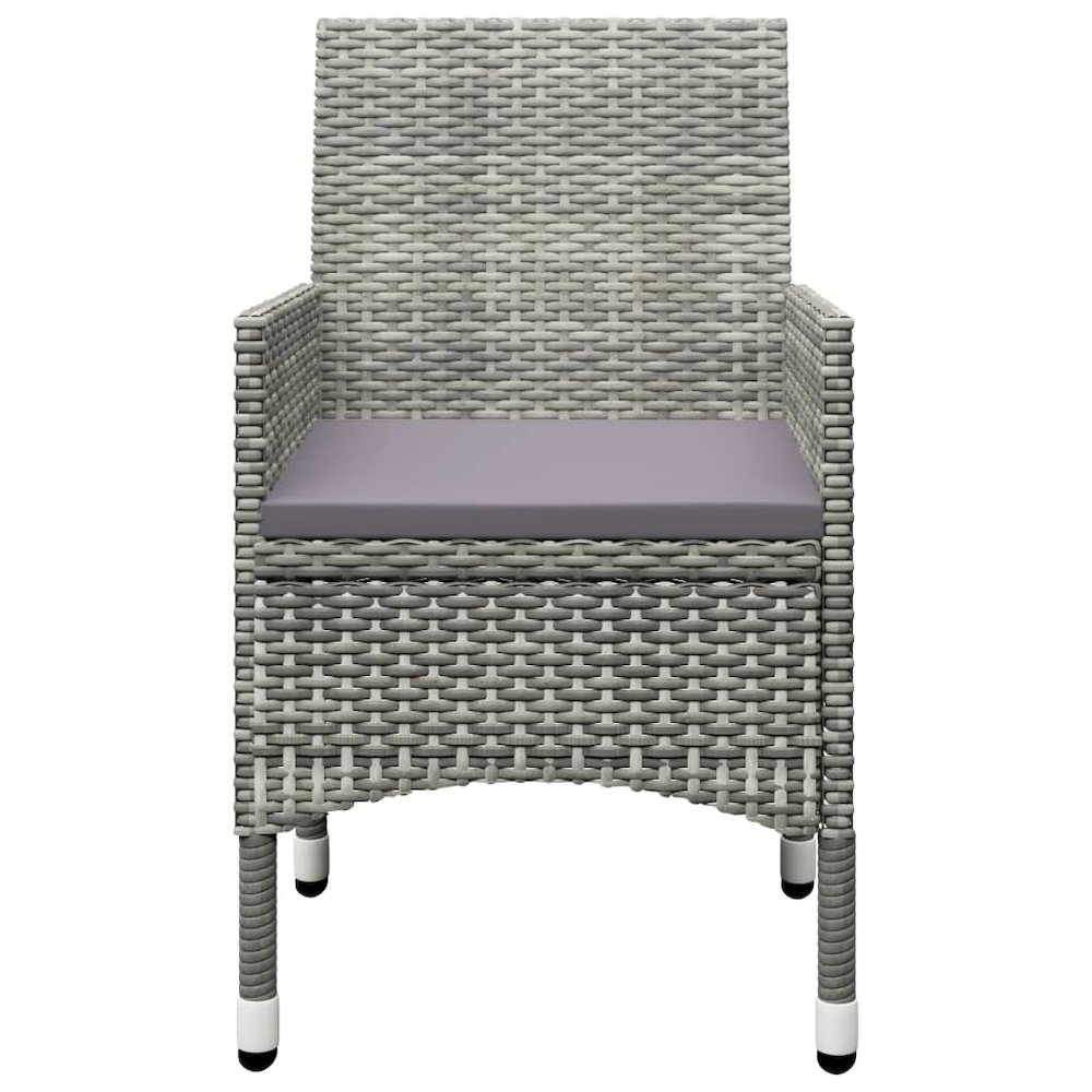 Bistro Set Grey Poly Rattan and Tempered Glass Small Foldable. Picture 5