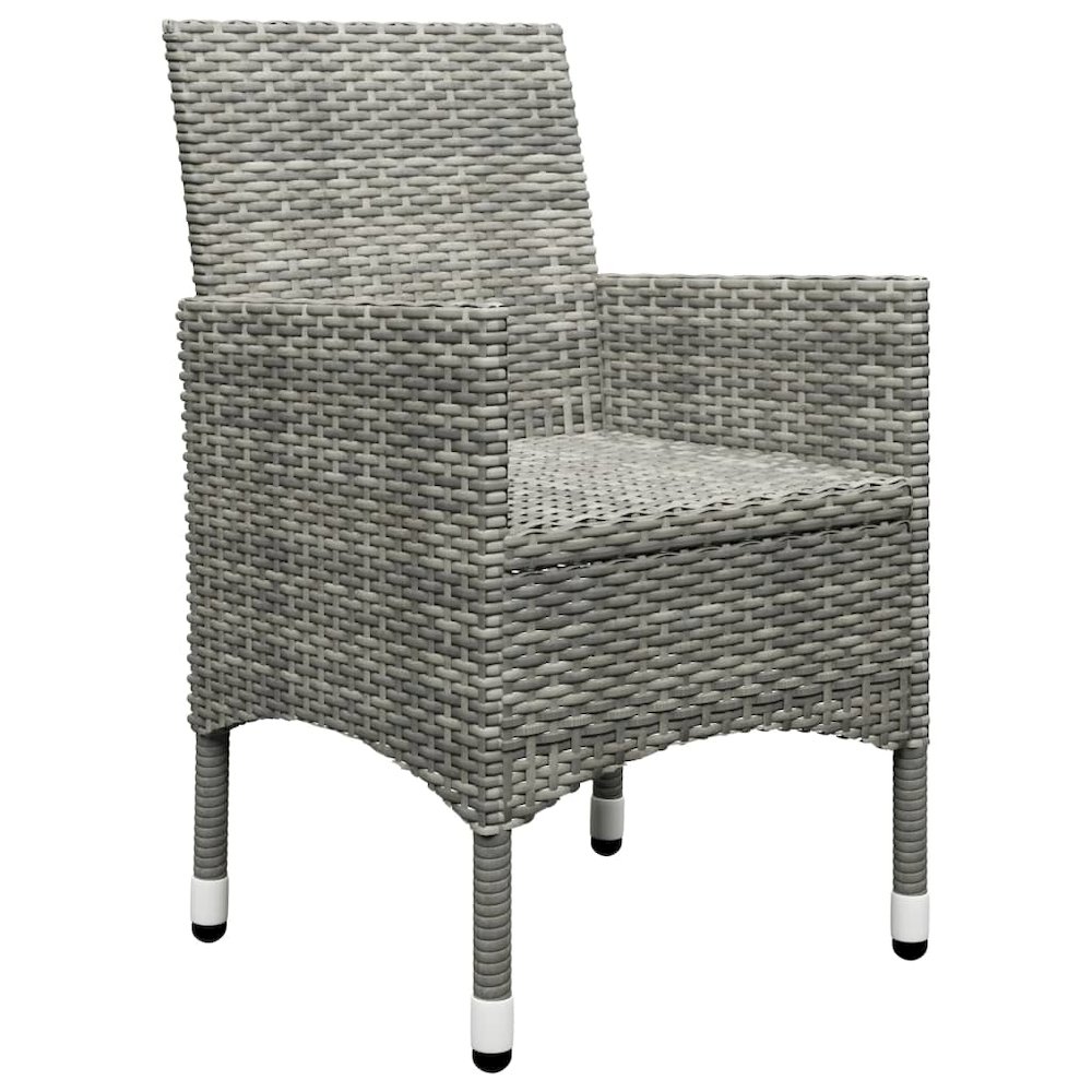 Bistro Set Grey Poly Rattan and Tempered Glass Small Foldable. Picture 6