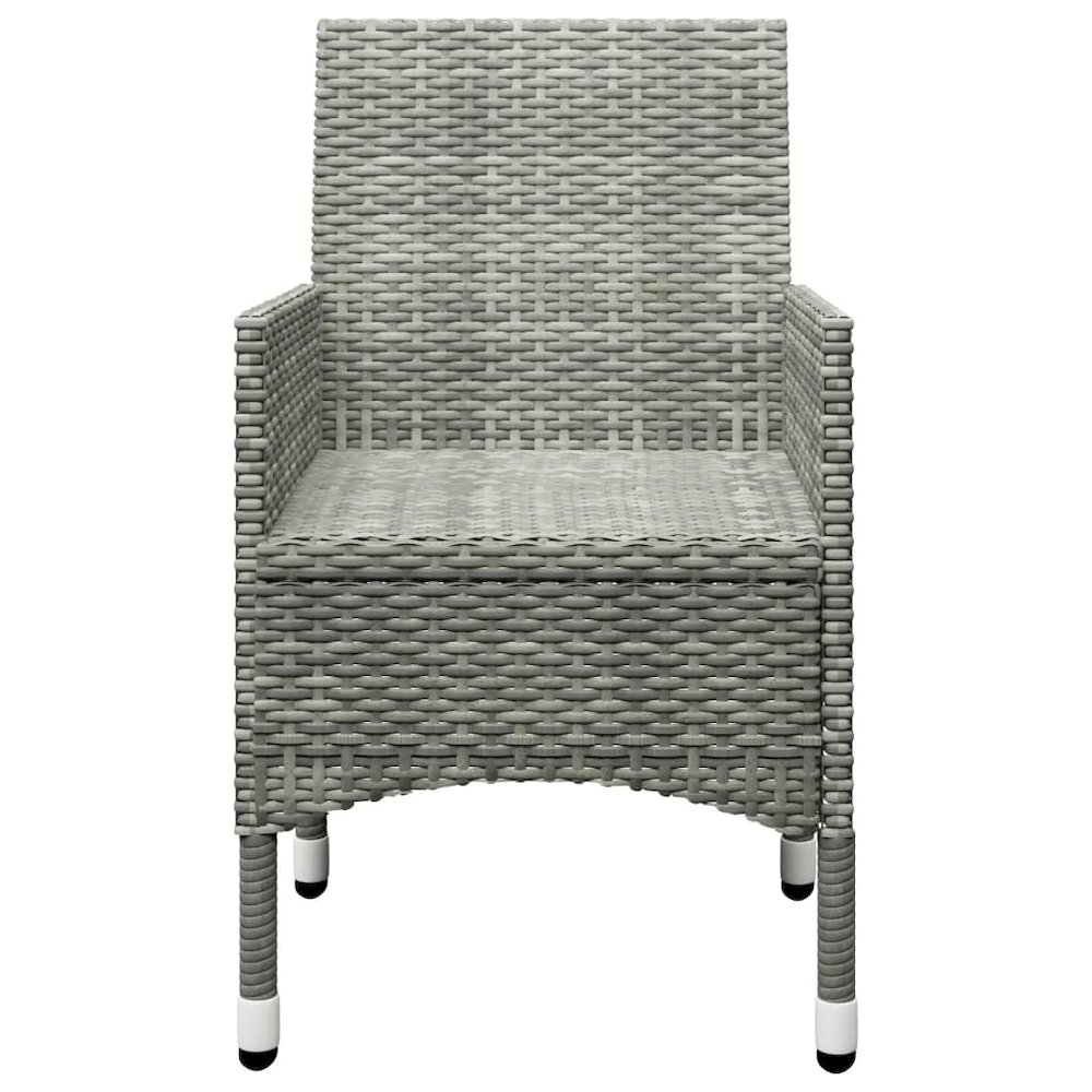 Bistro Set Grey Poly Rattan and Tempered Glass Small Foldable. Picture 7