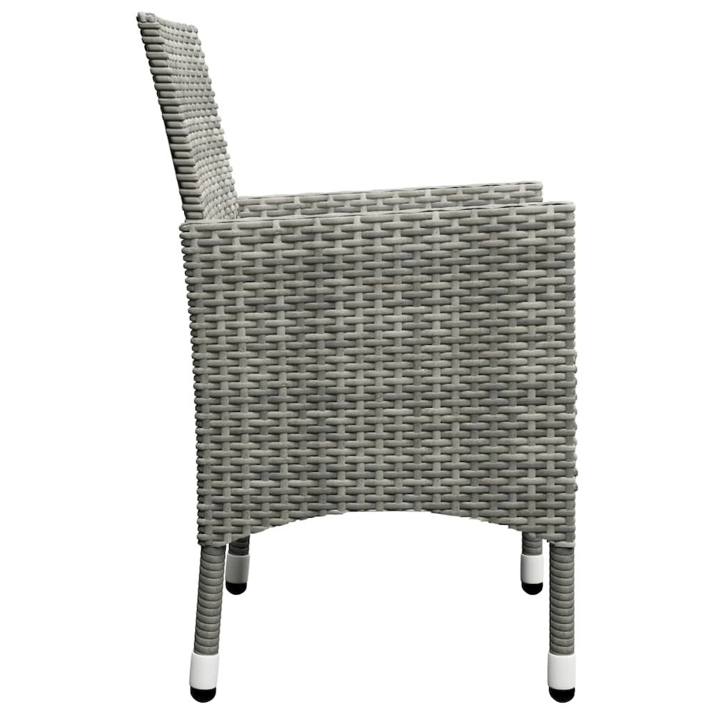 Bistro Set Grey Poly Rattan and Tempered Glass Small Foldable. Picture 8