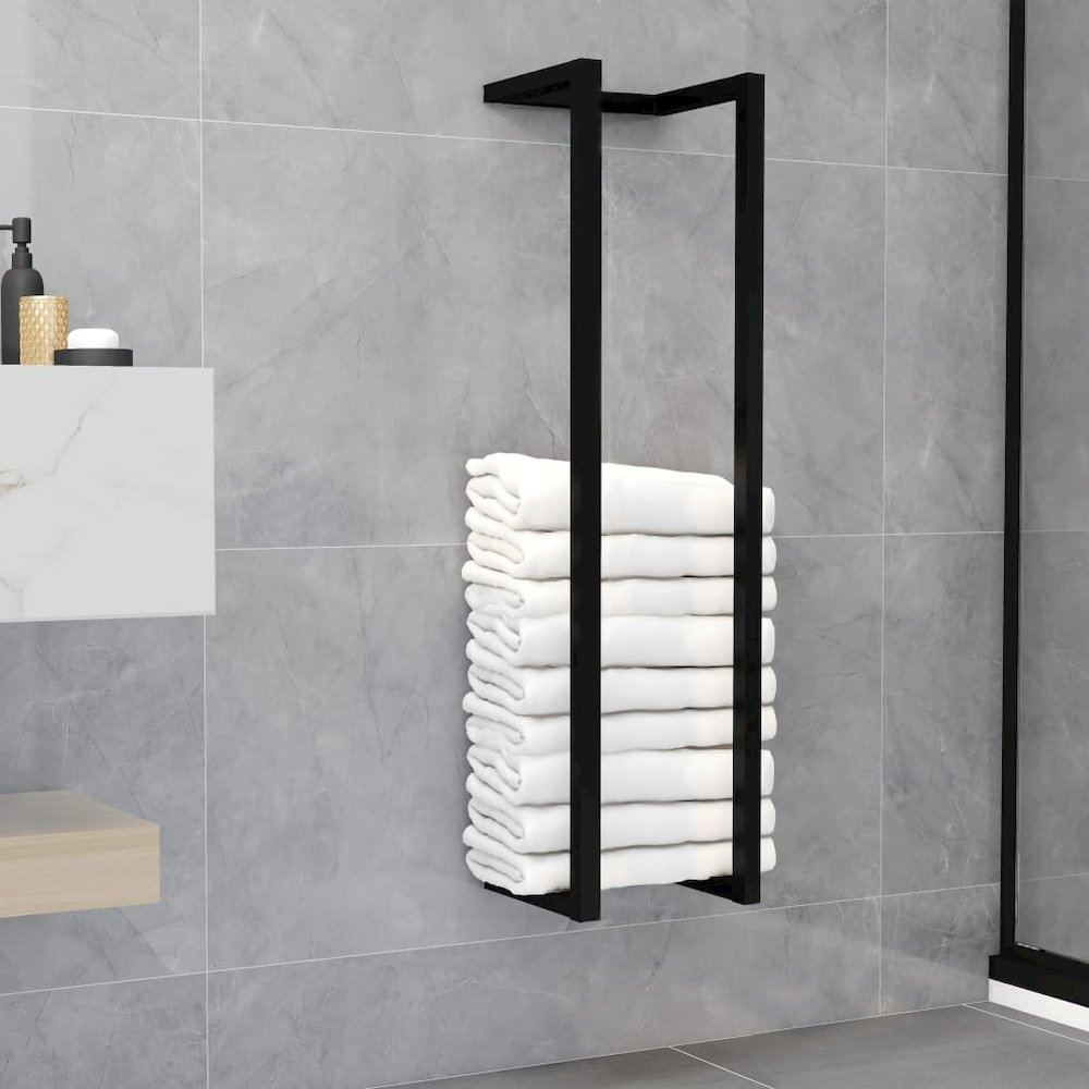 Towel Rack Black Iron 37.4 in tall Towel Rack Rectangular. Picture 1