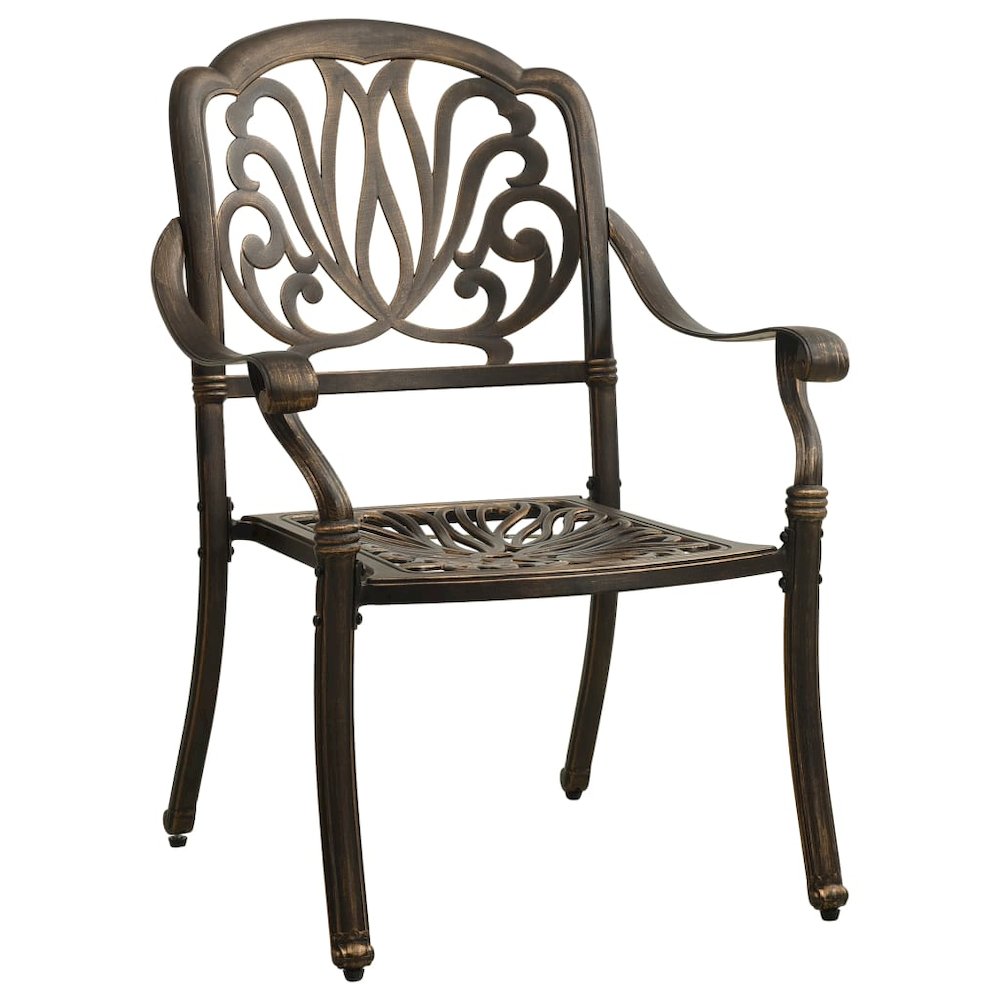 Garden Chair Set of 2 Bronze Cast Aluminum Standard Tough. Picture 2