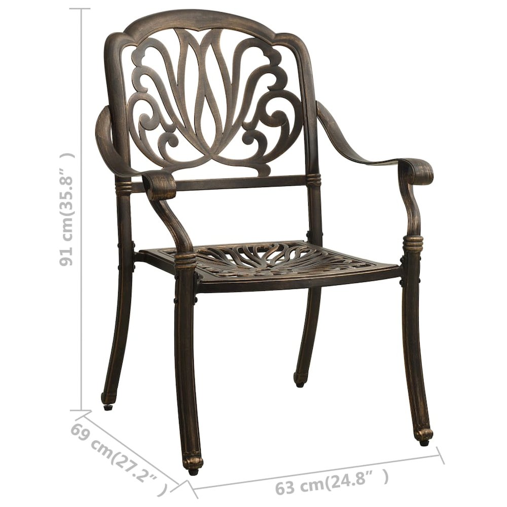 Garden Chair Set of 2 Bronze Cast Aluminum Standard Tough. Picture 8