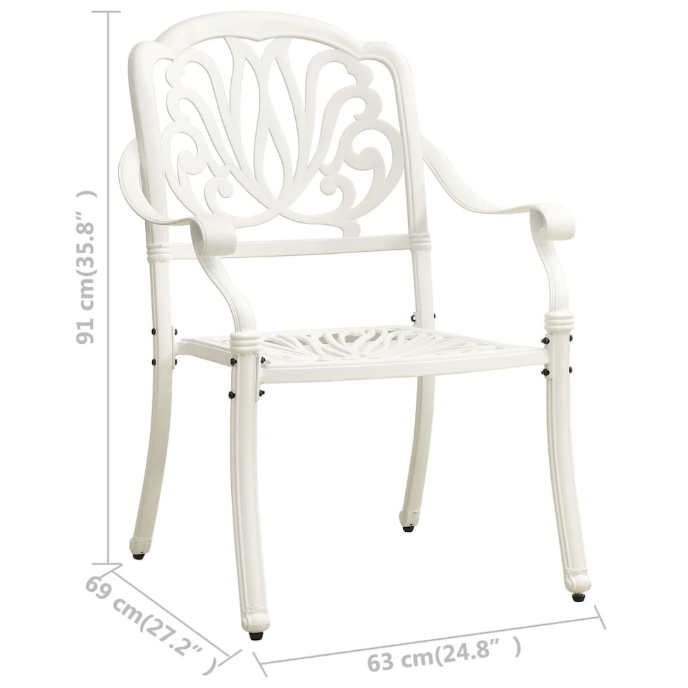 Garden Chair Set of 2 White Cast Aluminum Standard Durable. Picture 8