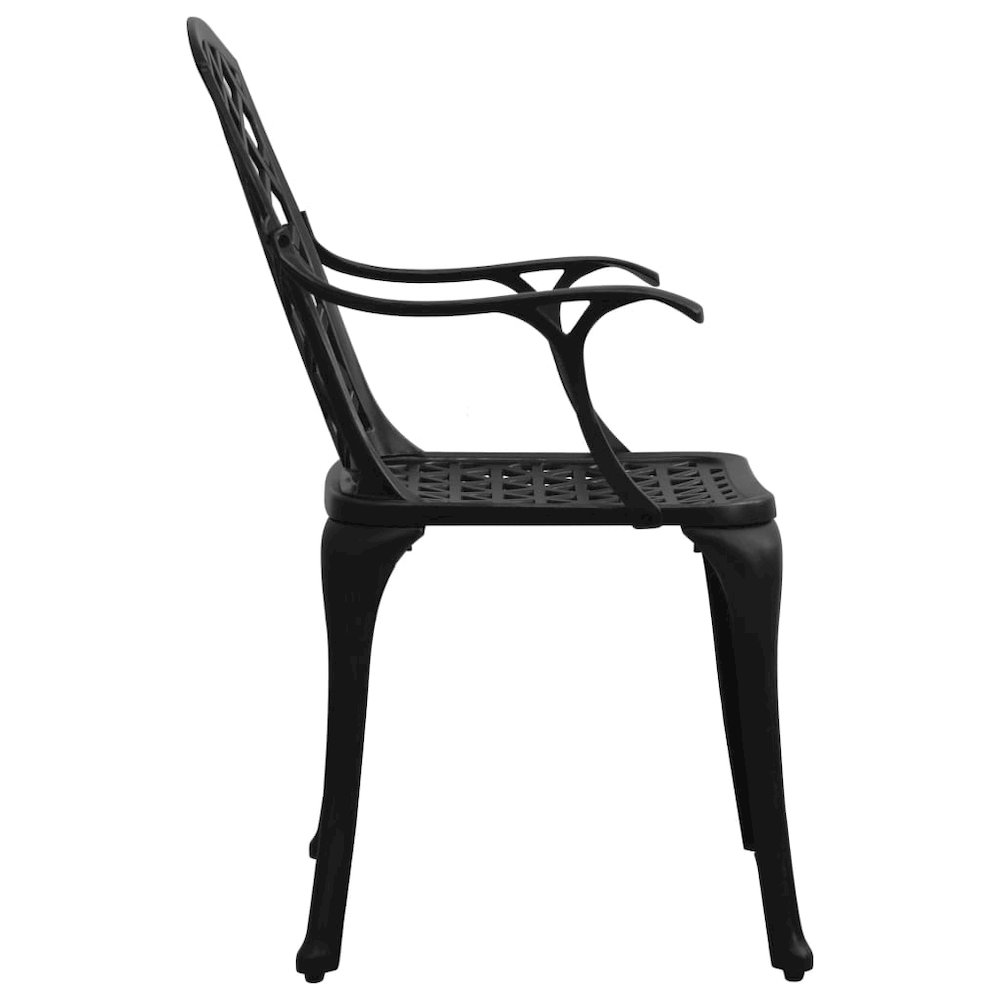 Garden Chair Set of 2 Black Cast Aluminum Standard Ergonomic. Picture 4