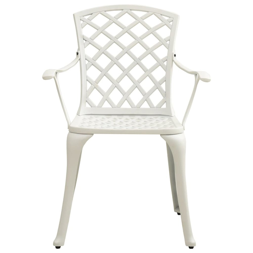 Garden Chair Set of 2 White Cast Aluminum Medium Durable. Picture 3