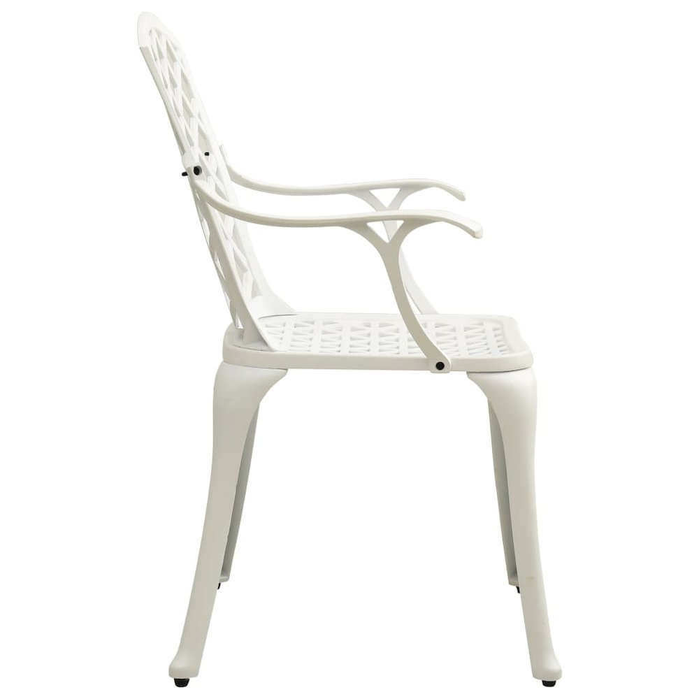 Garden Chair Set of 2 White Cast Aluminum Medium Durable. Picture 4