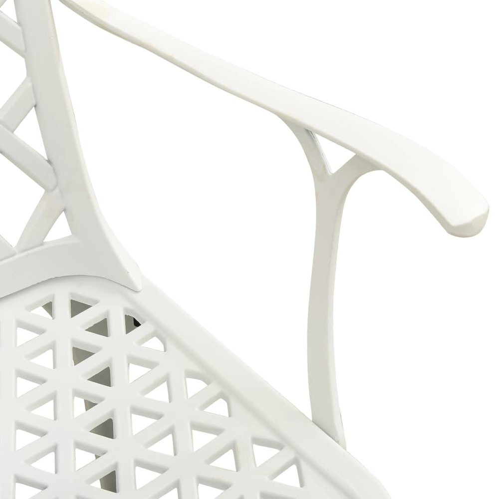 Garden Chair Set of 2 White Cast Aluminum Medium Durable. Picture 6
