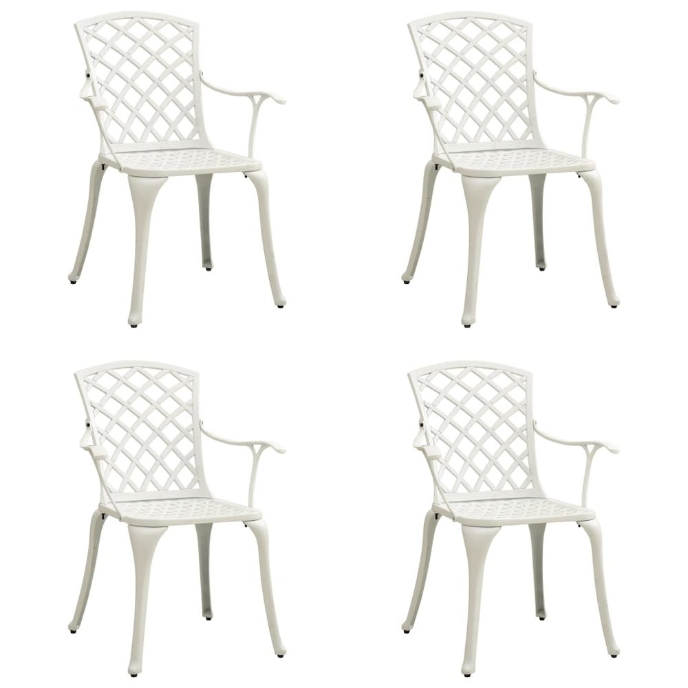 Garden Chair Set of 4 White Cast Aluminum Standard Durable. Picture 1