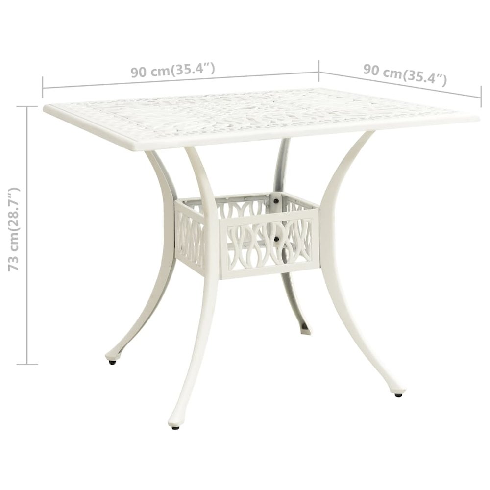 Garden Table White Cast Aluminum Standard Decorative Inlays. Picture 6