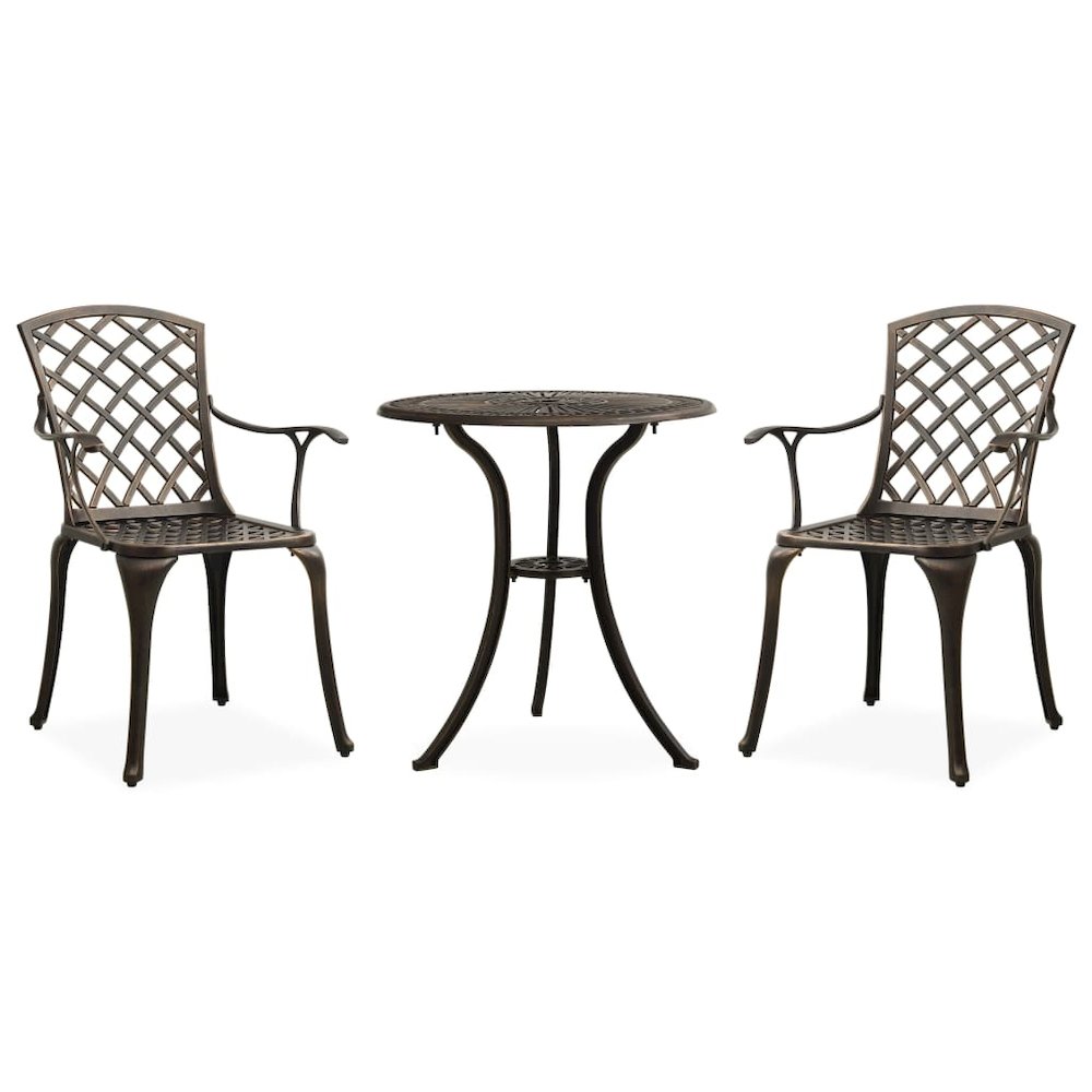 Bistro Set Bronze Cast aluminum Medium Durable Bistro Set. Picture 1