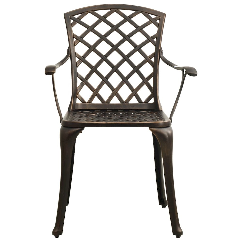 Bistro Set Bronze Cast aluminum Medium Durable Bistro Set. Picture 3