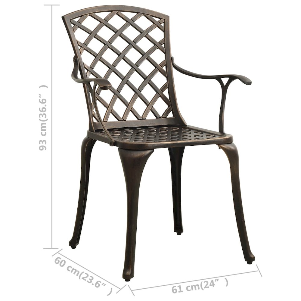 Bistro Set Bronze Cast aluminum Medium Durable Bistro Set. Picture 8