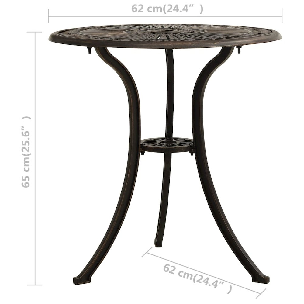 Bistro Set Bronze Cast aluminum Medium Durable Bistro Set. Picture 9