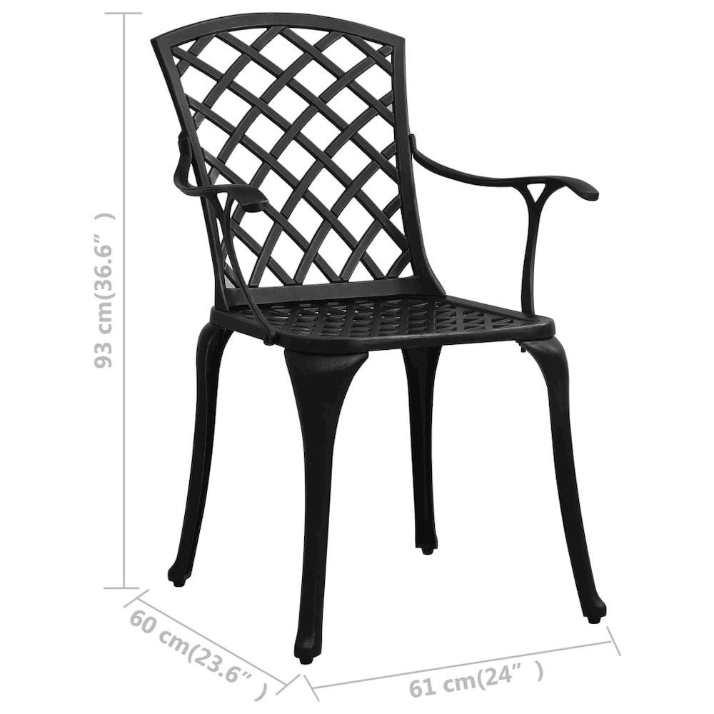 Bistro Set Black Cast aluminum Three-piece set Durable. Picture 8