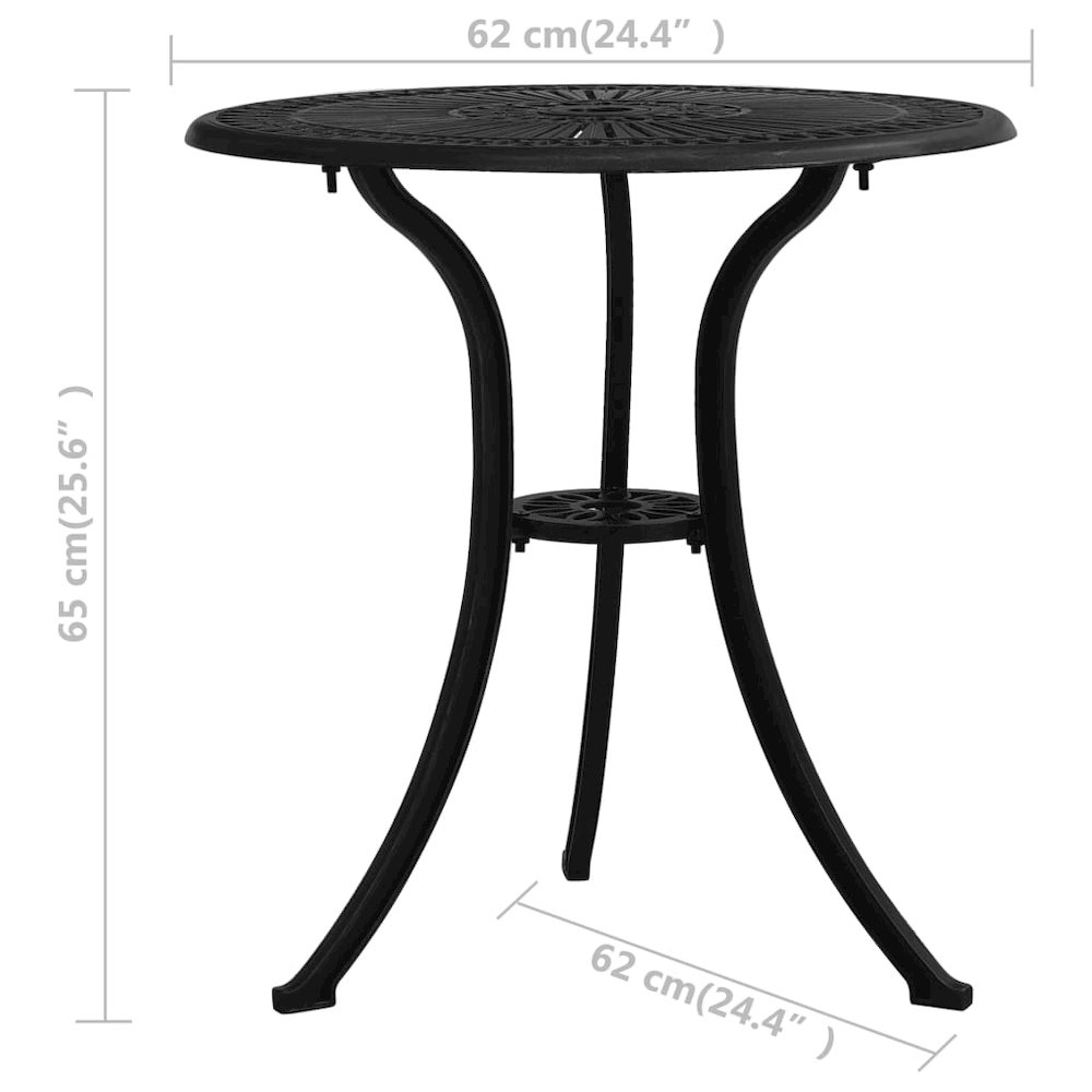 Bistro Set Black Cast aluminum Three-piece set Durable. Picture 9