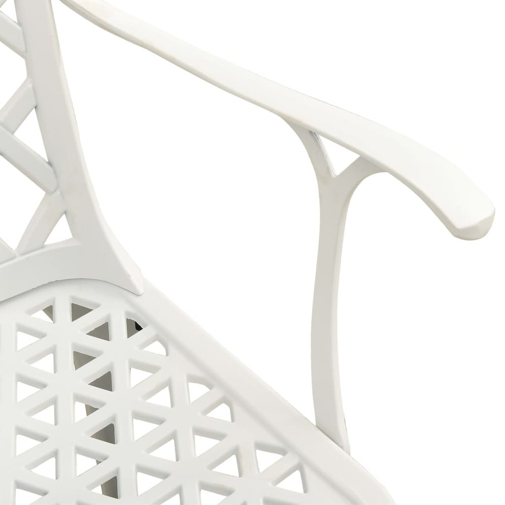 Bistro Set White Cast Aluminum Small Ergonomic Bistro Set. Picture 4