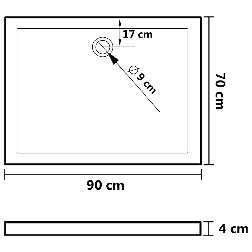 Rectangular ABS Shower Base Tray Black 27.6"x35.4". Picture 8