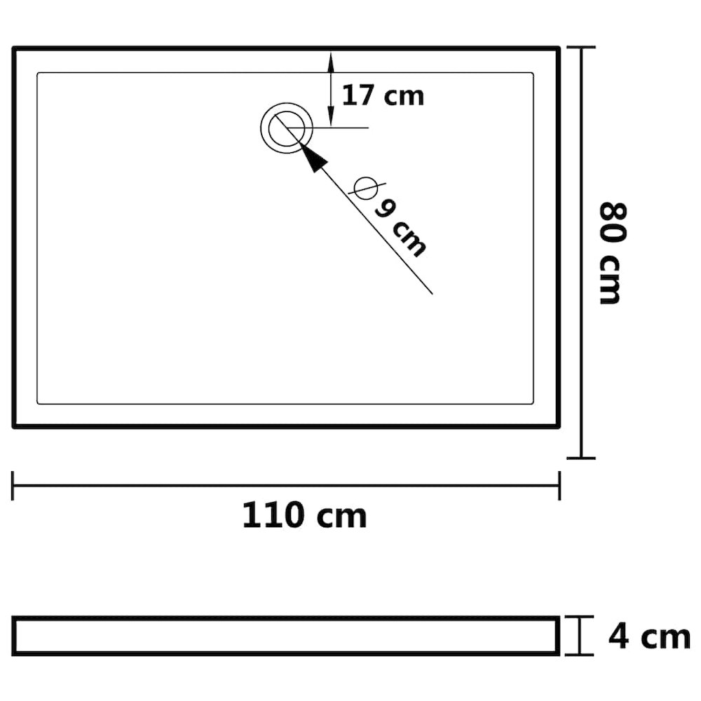 Rectangular ABS Shower Base Tray Black 31.5"x43.3". Picture 9