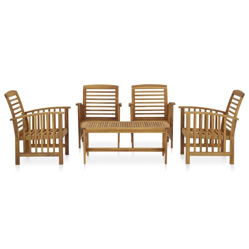 Garden Lounge Set Natural Acacia Solid Acacia Wood 5 Piece Set. Picture 2