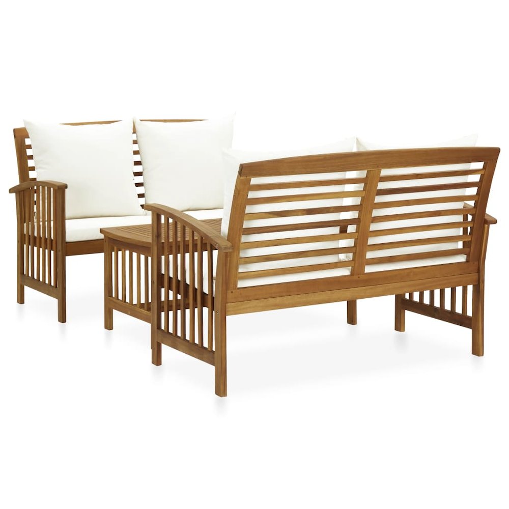 Garden Lounge Set Cream white, Wood Solid acacia wood Medium. Picture 1