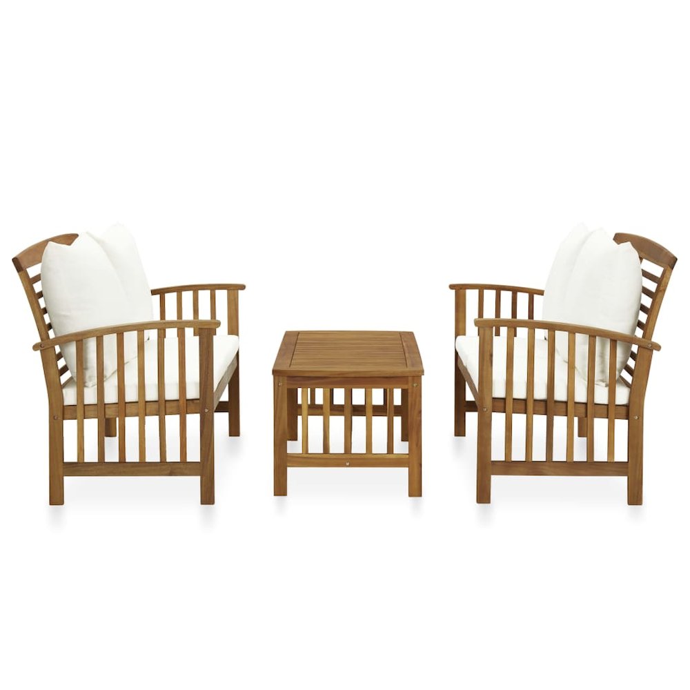 Garden Lounge Set Cream white, Wood Solid acacia wood Medium. Picture 2
