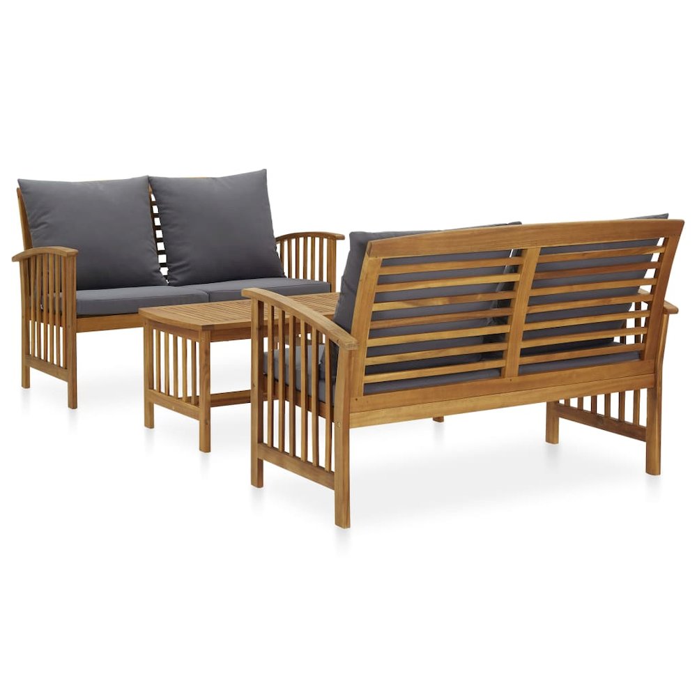 Garden Lounge Set Dark Grey Solid Acacia wood Medium Durable. Picture 1