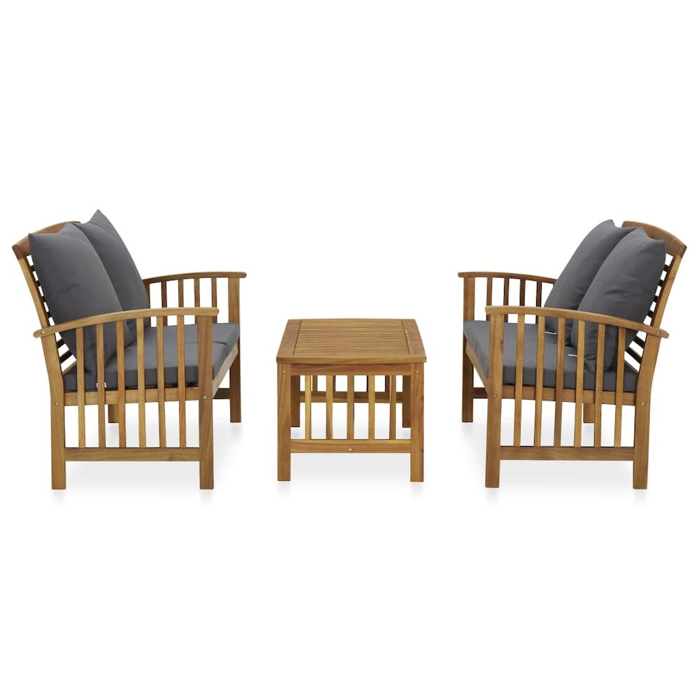 Garden Lounge Set Dark Grey Solid Acacia wood Medium Durable. Picture 2