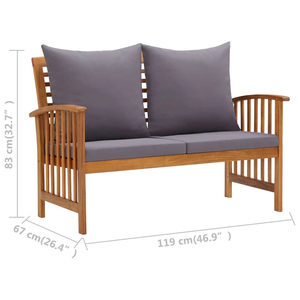 Garden Lounge Set Dark Grey Solid Acacia wood Medium Durable. Picture 9