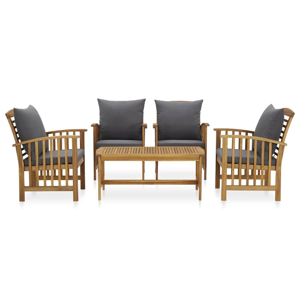 Garden Lounge Set Dark grey, Natural wood Solid Acacia Wood Medium. Picture 2