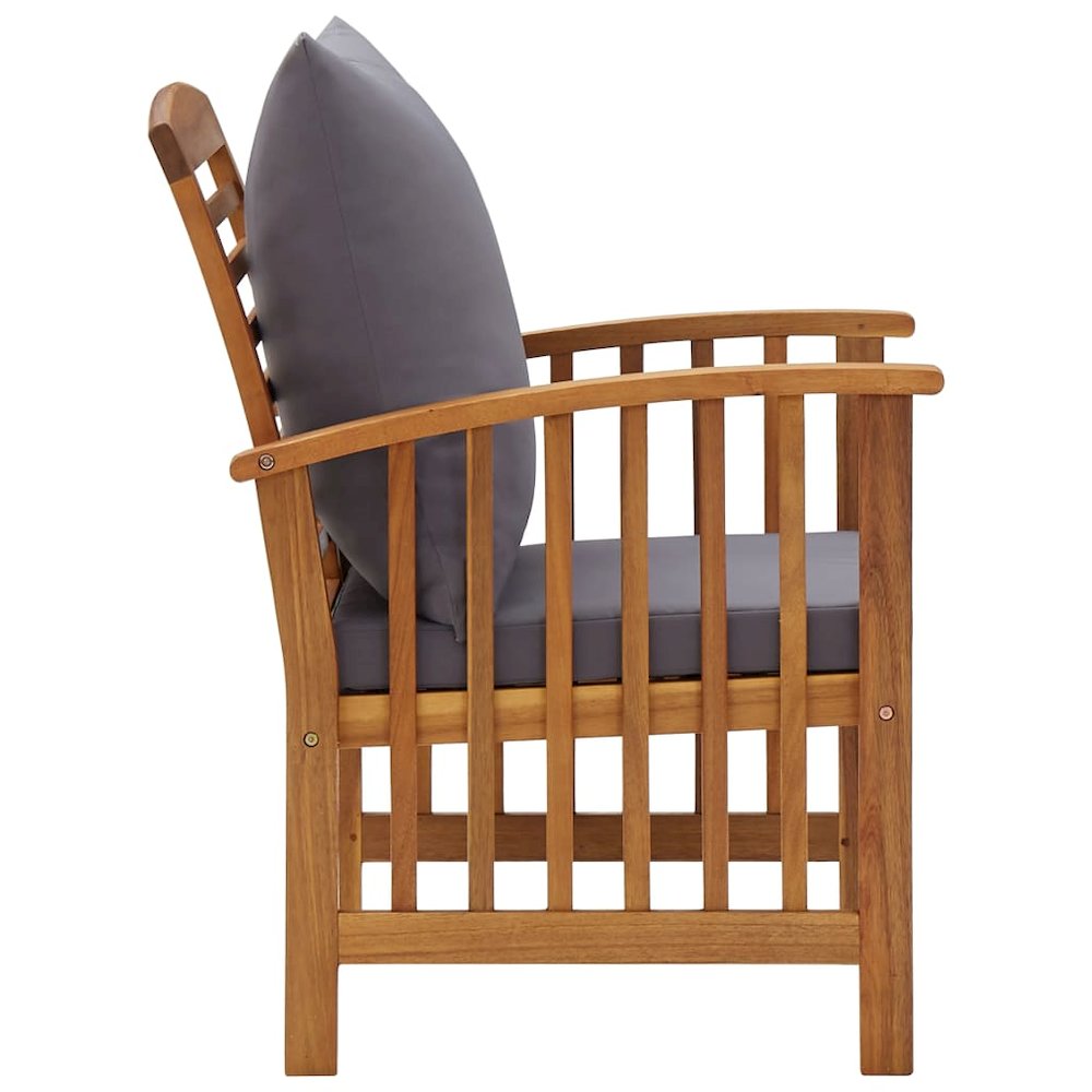Garden Lounge Set Dark grey, Natural wood Solid Acacia Wood Medium. Picture 5
