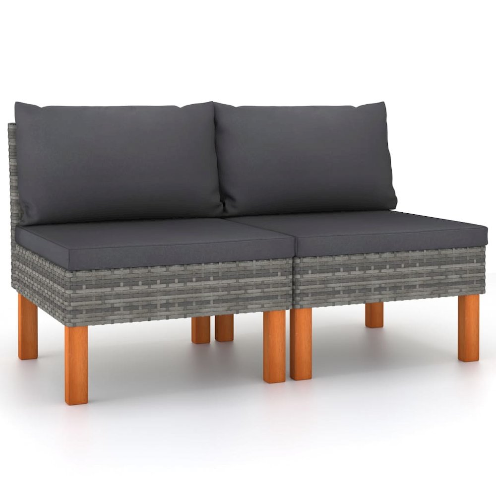 Middle Sofa Grey PE rattan Standard Removable Covers. Picture 1