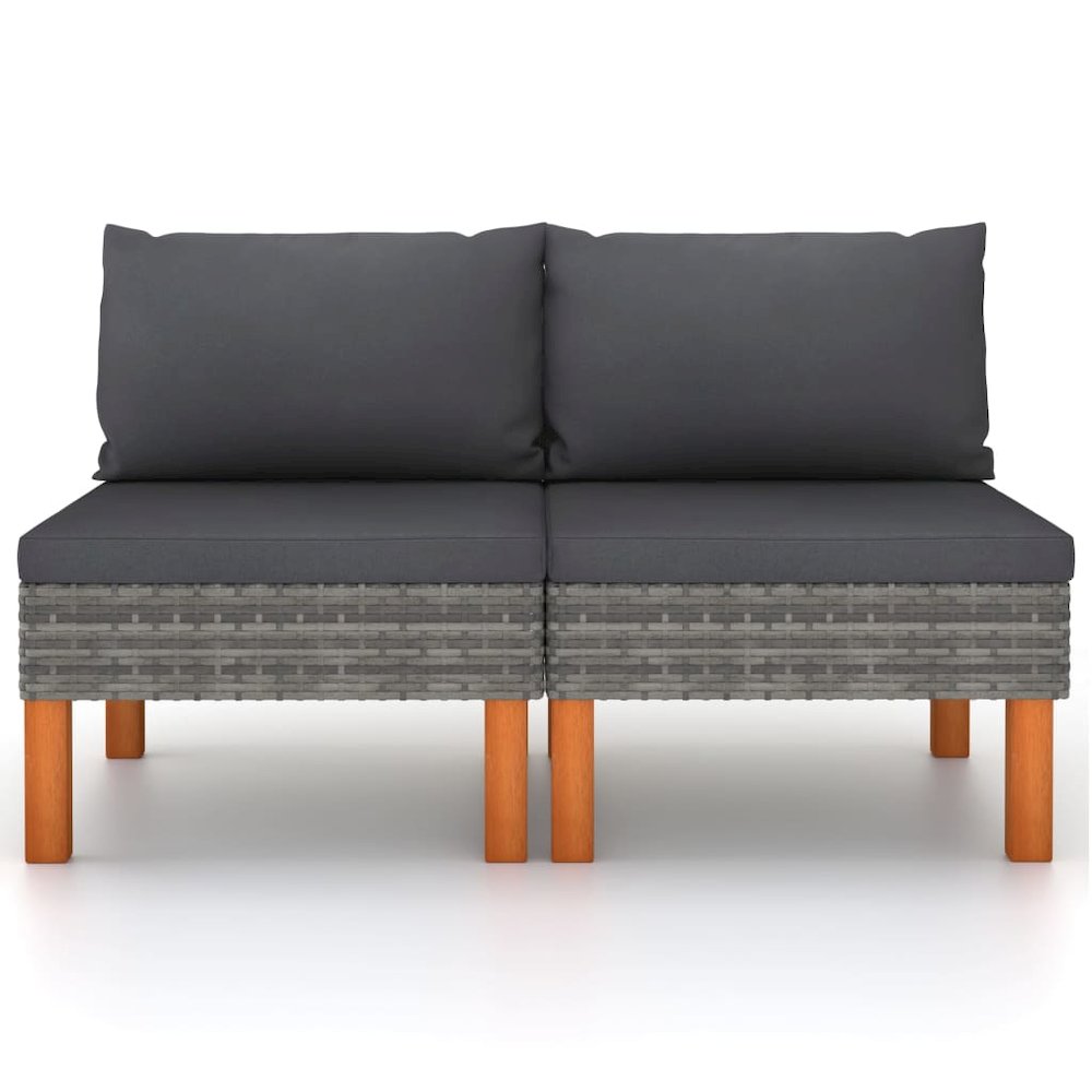 Middle Sofa Grey PE rattan Standard Removable Covers. Picture 2