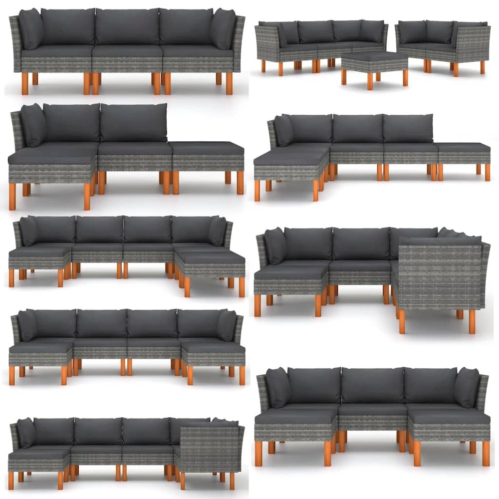 Middle Sofa Grey PE rattan Standard Removable Covers. Picture 8