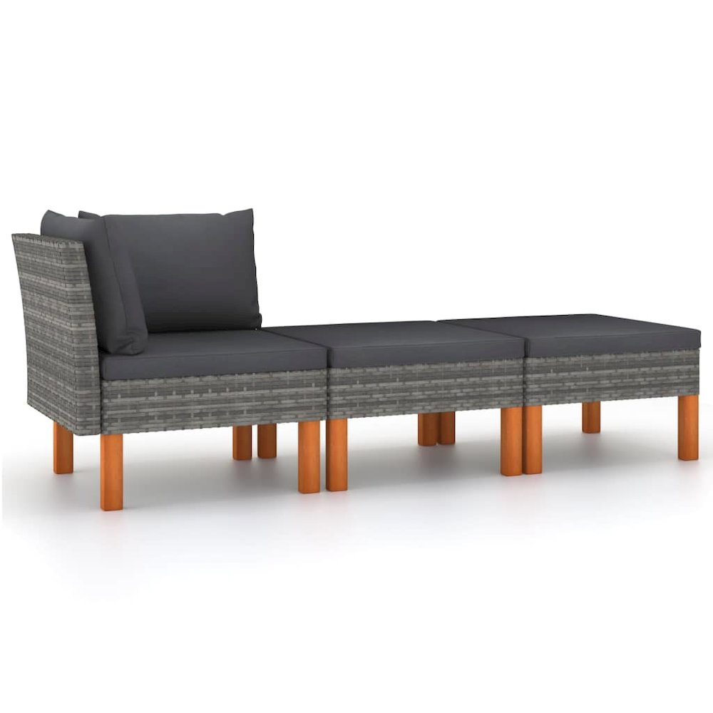 Garden Lounge Set Grey PE rattan Compact Removable Covers. Picture 1