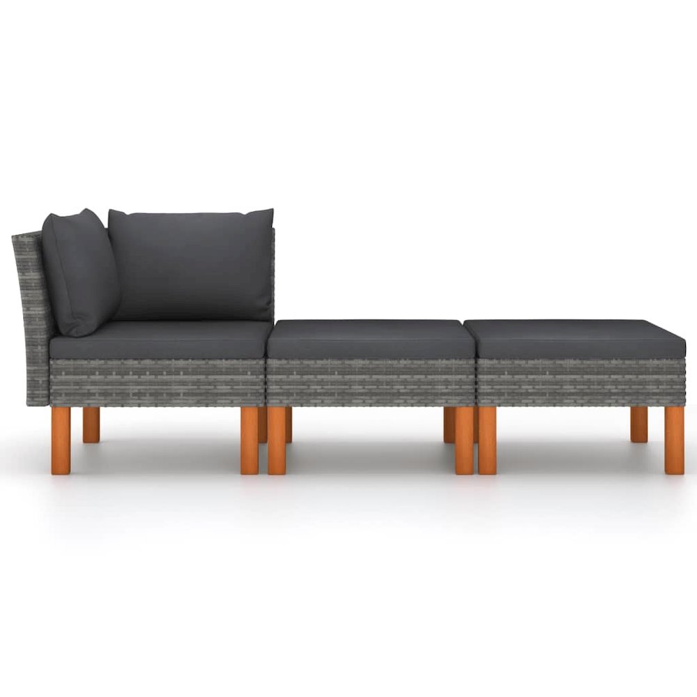 Garden Lounge Set Grey PE rattan Compact Removable Covers. Picture 2