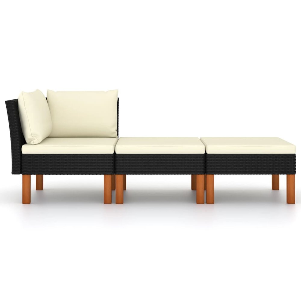 Garden Lounge Set Black and Cream White. Picture 2