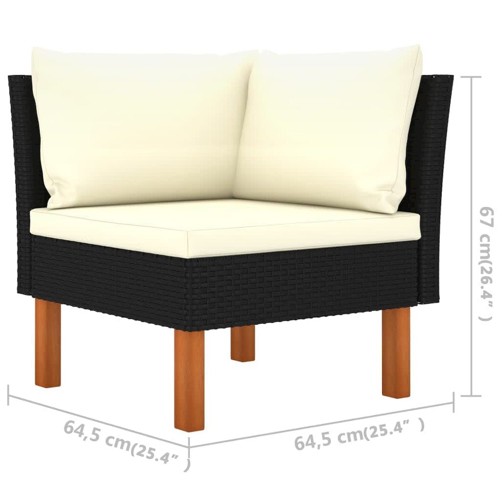 Garden Lounge Set Black and Cream White. Picture 5