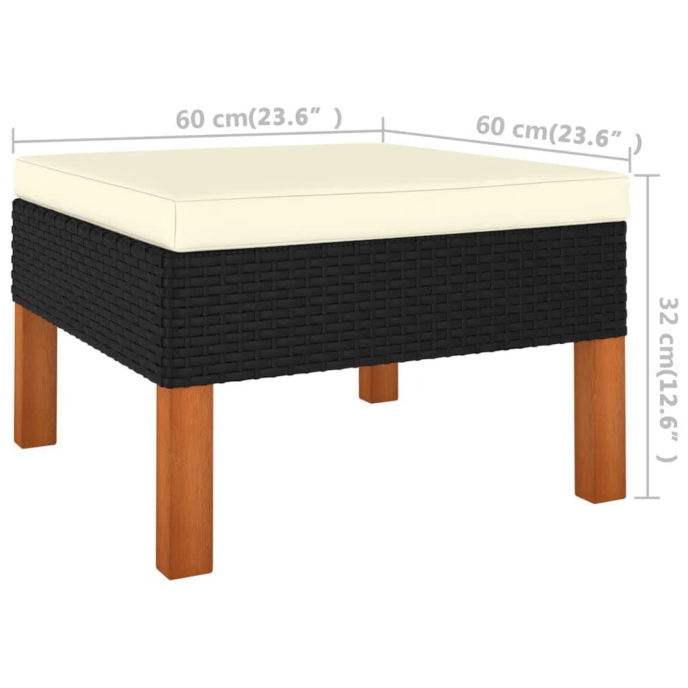 Garden Lounge Set Black and Cream White. Picture 6