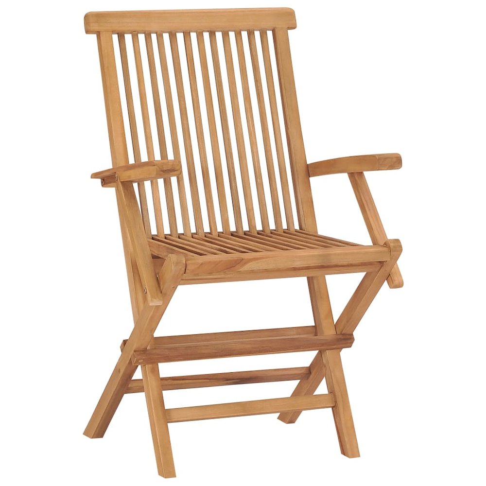 Garden Chair Set of 3 Teak Brown Teak Wood Medium Foldable. Picture 2