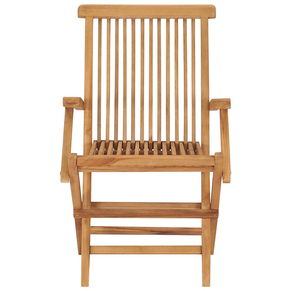 Garden Chair Set of 3 Teak Brown Teak Wood Medium Foldable. Picture 3