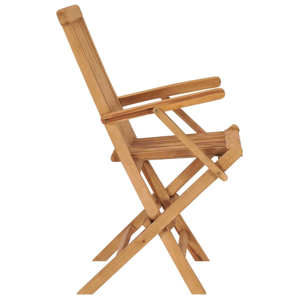 Garden Chair Set of 3 Teak Brown Teak Wood Medium Foldable. Picture 4