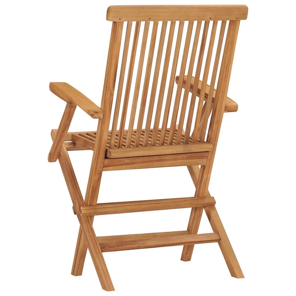 Garden Chair Set of 3 Teak Brown Teak Wood Medium Foldable. Picture 5