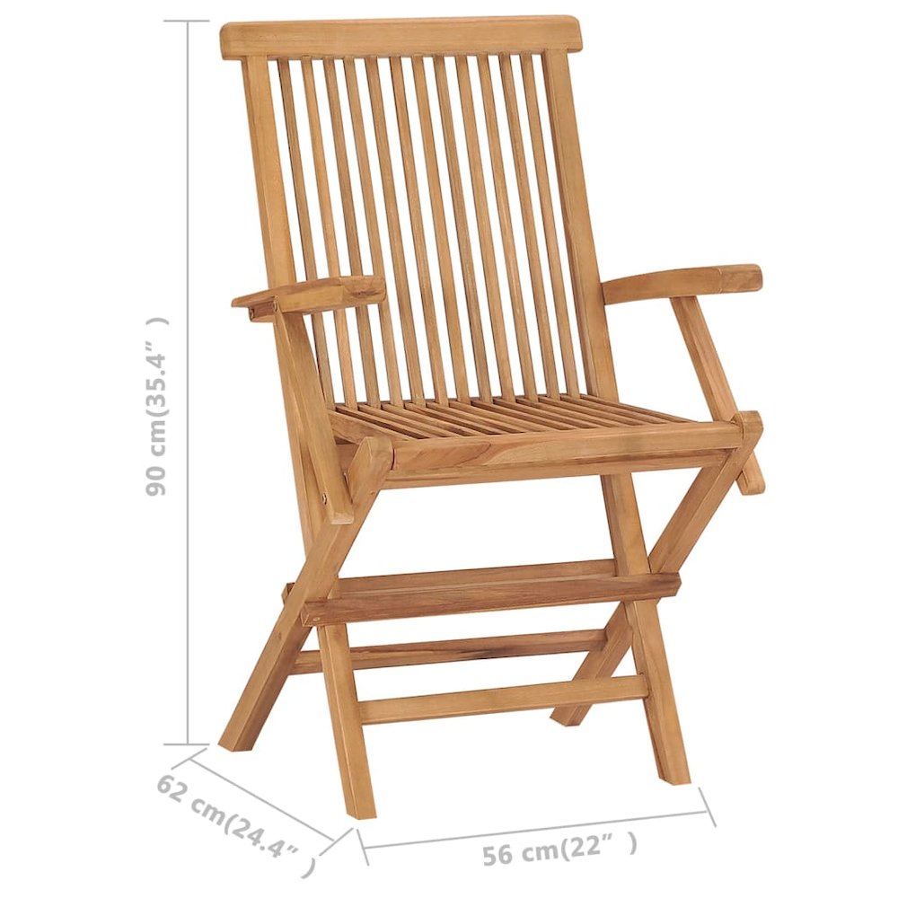 Garden Chair Set of 3 Teak Brown Teak Wood Medium Foldable. Picture 9