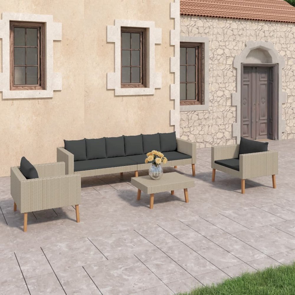 Outdoor Furniture Set Beige, Anthracite. Picture 1
