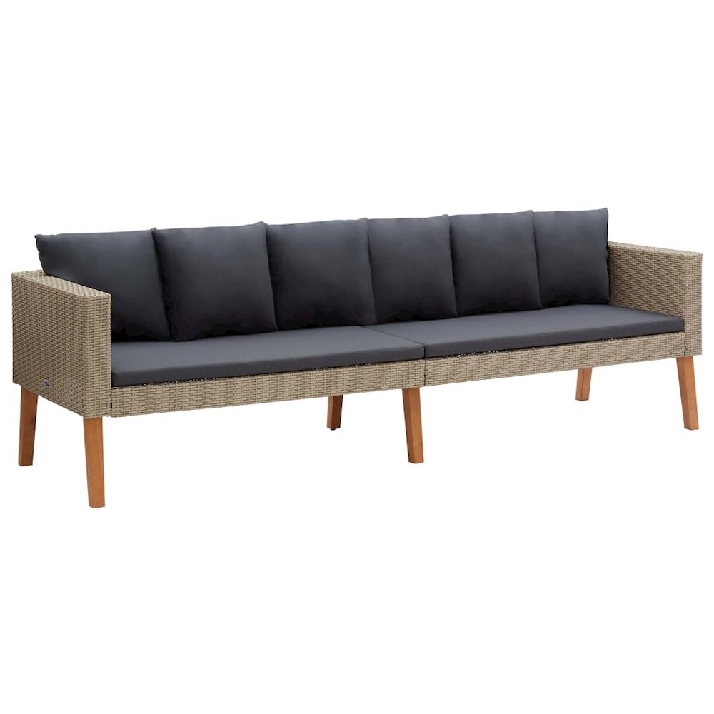 Garden Furniture Set Beige, Anthracite PE rattan 3-seater Modular. Picture 6