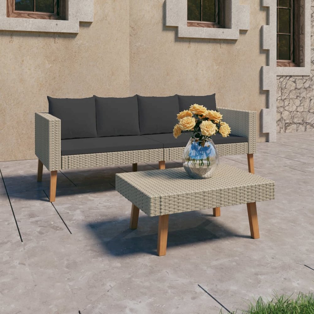 Garden Furniture Set Beige and Anthracite. Picture 1