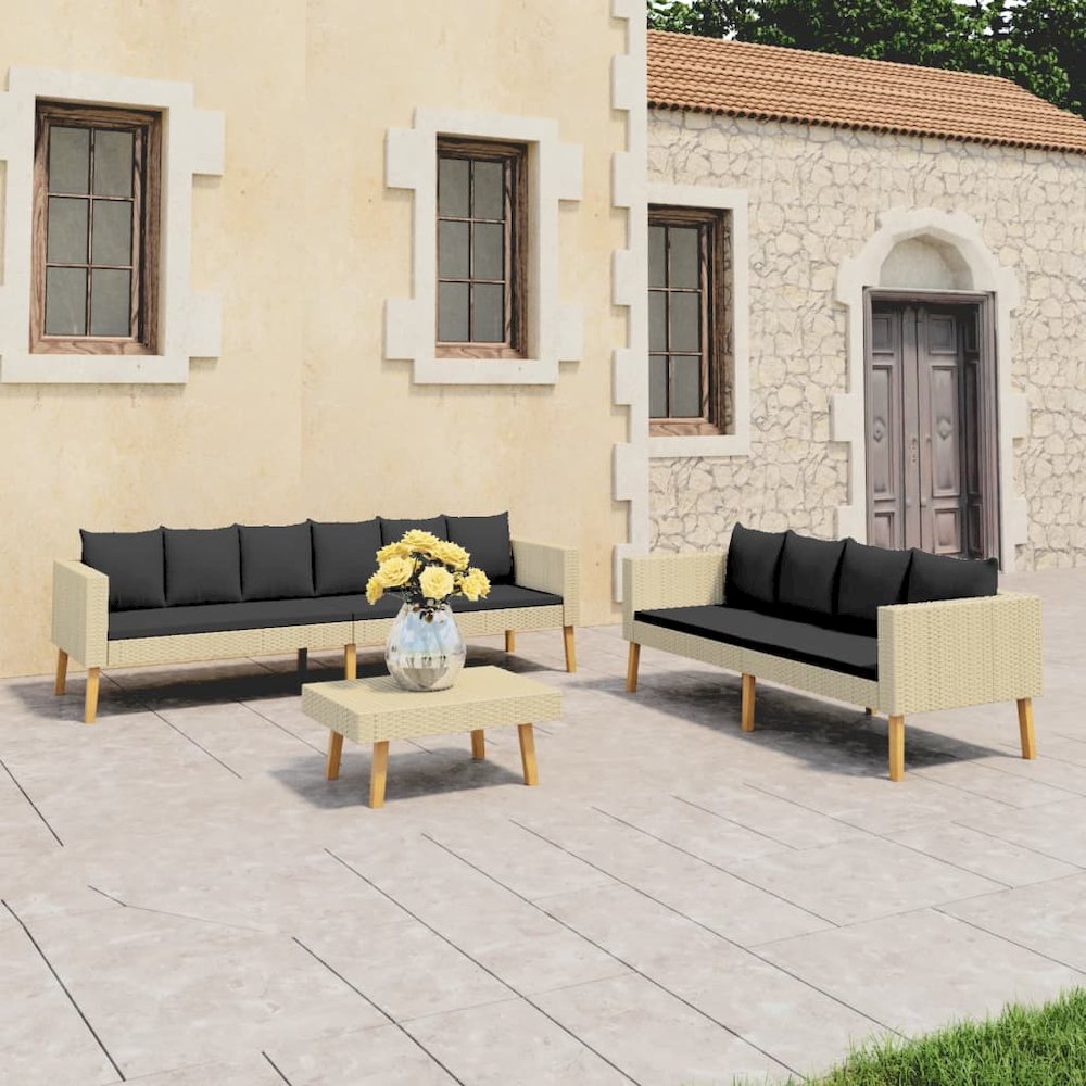 Garden Furniture Set Beige, Anthracite. Picture 1
