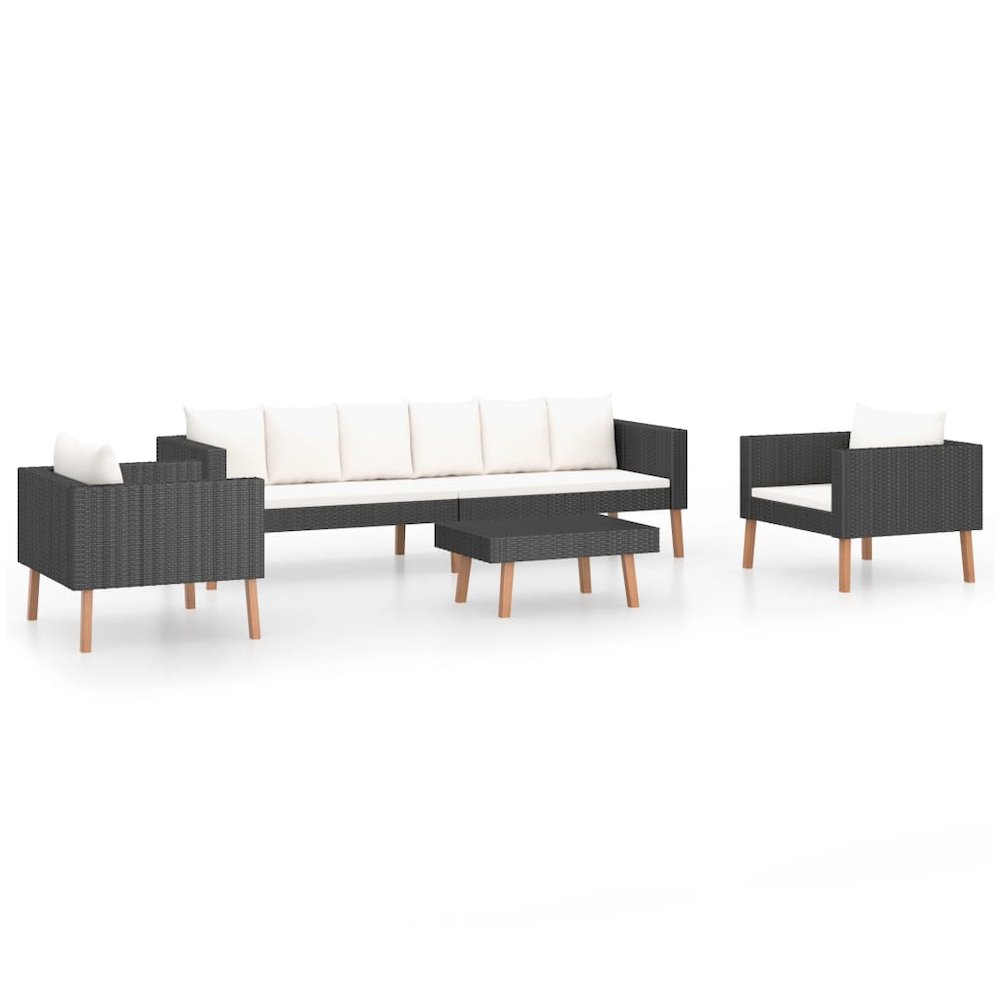 Garden Furniture Set Black, Cream White. Picture 2