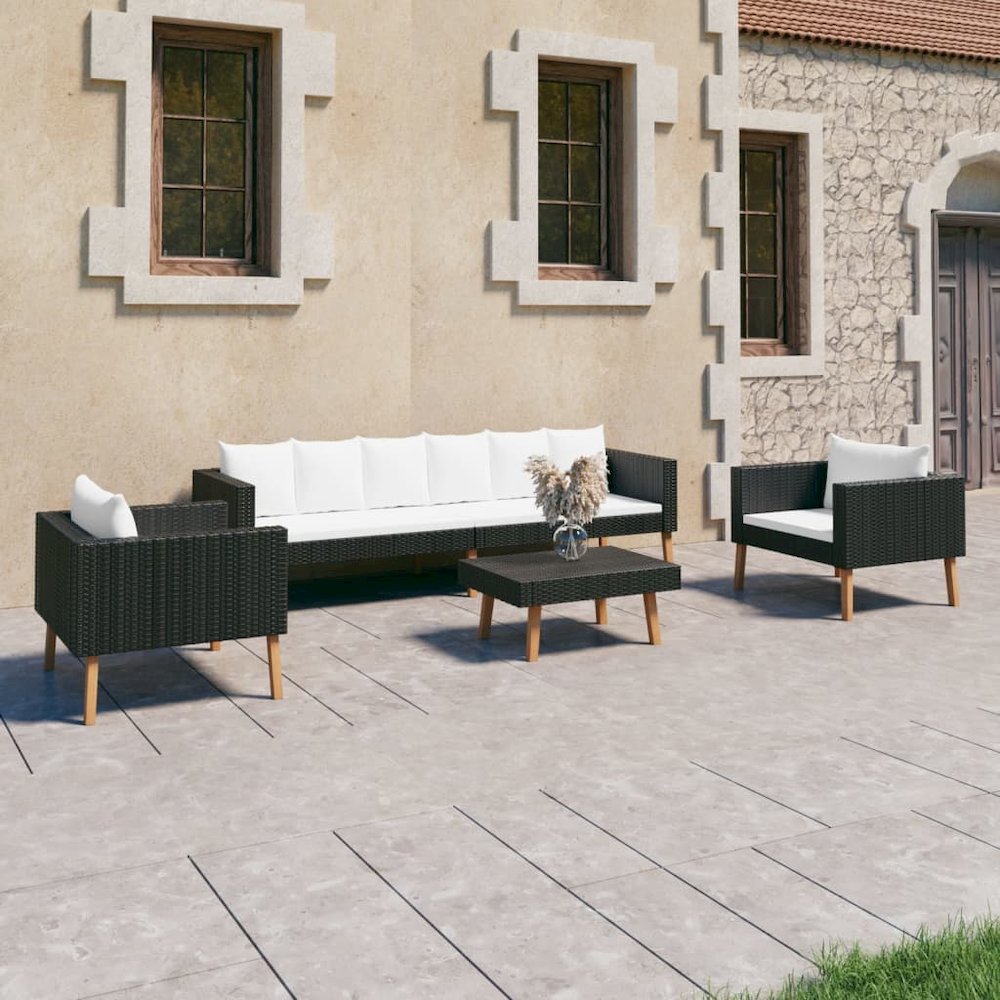Garden Furniture Set Black, Cream White. Picture 1